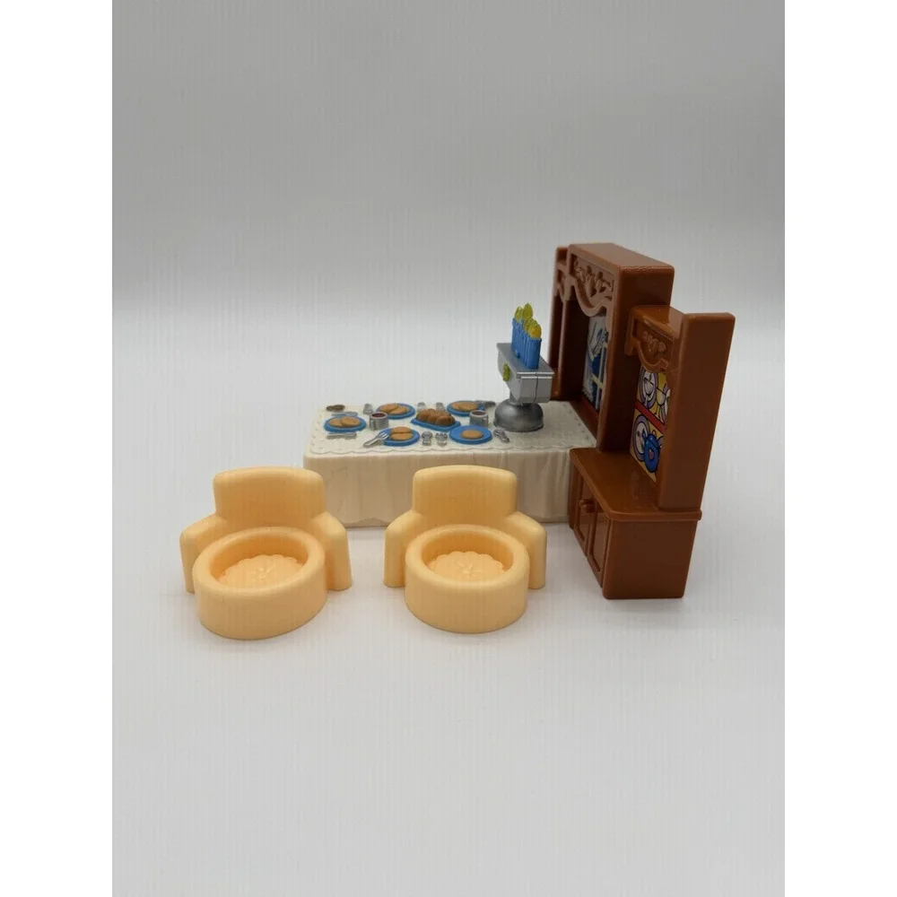 Fisher Price Little People Hanukkah Table Menorah Lights Up Two Chairs Included